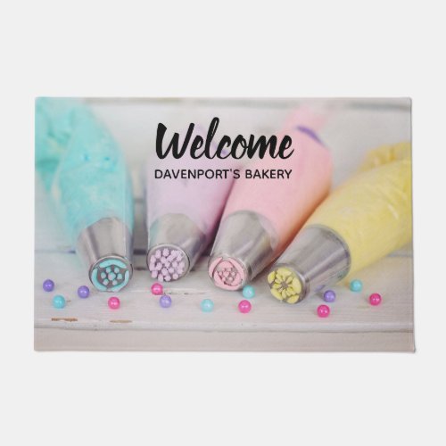 Pastel Colored Cake Decorating Tools Welcome Doormat