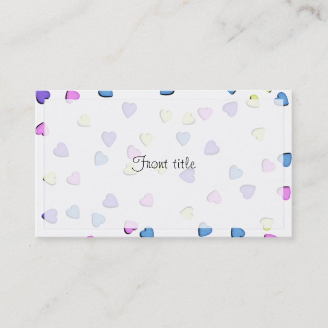 Pastel Colored Candy Hearts Business Card (Front)
