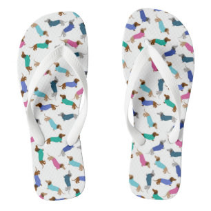 Pastel Colored Dachshund Flip Flops