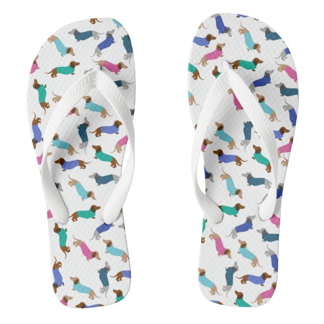Pastel Colored Dachshund Flip Flops (Footbed)