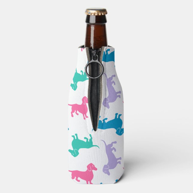 Pastel Colored Dachshunds Bottle Cooler (Bottle Back)