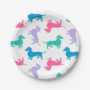 Pastel Colored Dachshunds Paper Plates