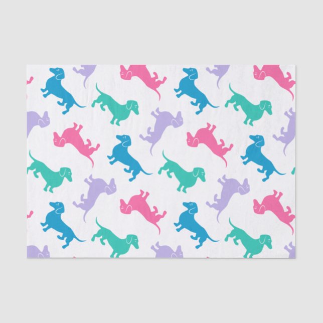 Pastel Colored Dachshunds Tissue Paper (Front)