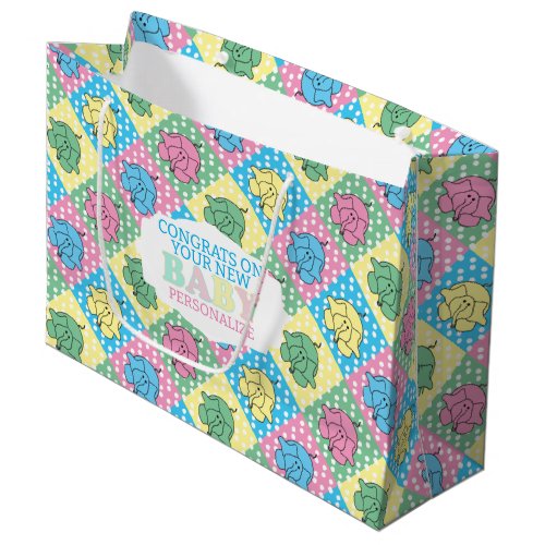 Pastel Colored Elephant Polka Dots Large Gift Bag