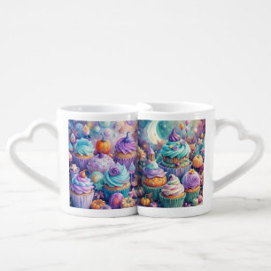 PASTEL COLORED HALLOWEEN CUPCAKES COFFEE MUG SET