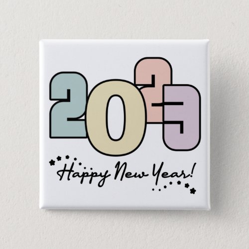 Pastel colored happy new year 2023 button