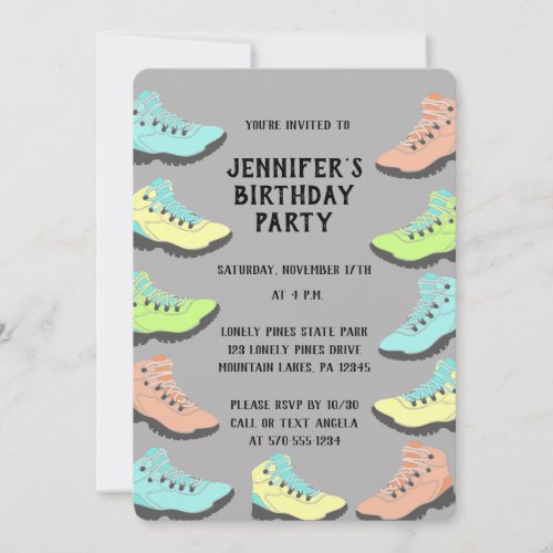 Pastel Colored Hiking Boots Customized Invitation