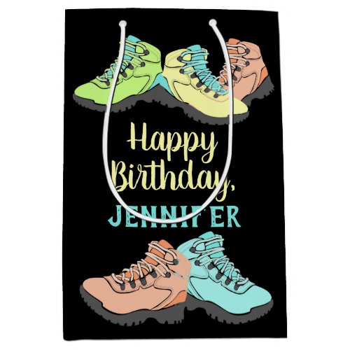 Pastel Colored Hiking Boots Personalized Medium Gift Bag