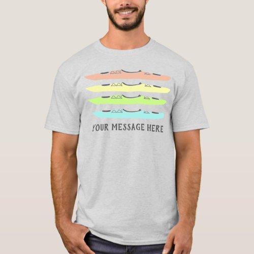 Pastel Colored Kayaks Graphics Personalized T_Shirt