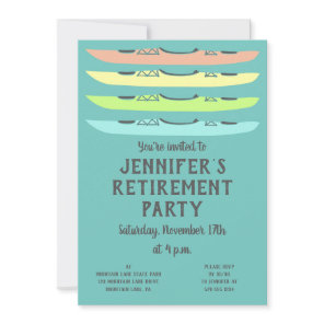 Pastel Colored Kayaks Kayaking Themed Party Invitation