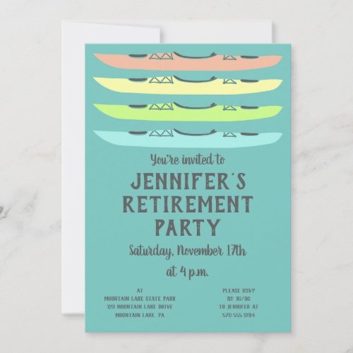 Pastel Colored Kayaks Kayaking Themed Party Invitation