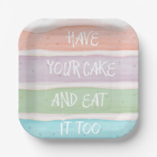 Pastel Colored Layer Cake Design Paper Plates