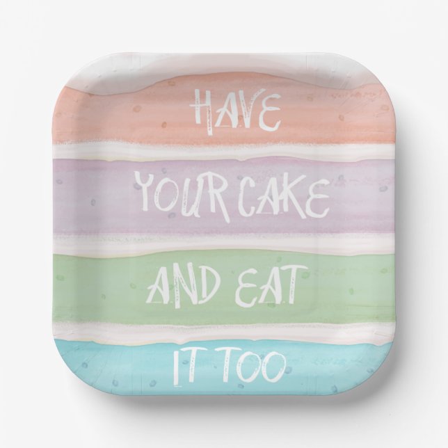 Pastel Colored Layer Cake Design Paper Plates (Front)