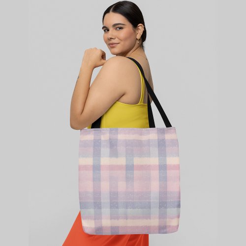 pastel_colored plaid pattern  tote bag