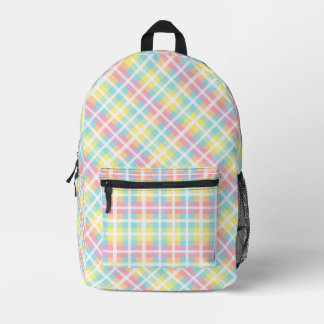 Pastel Colored Plaid Printed Backpack