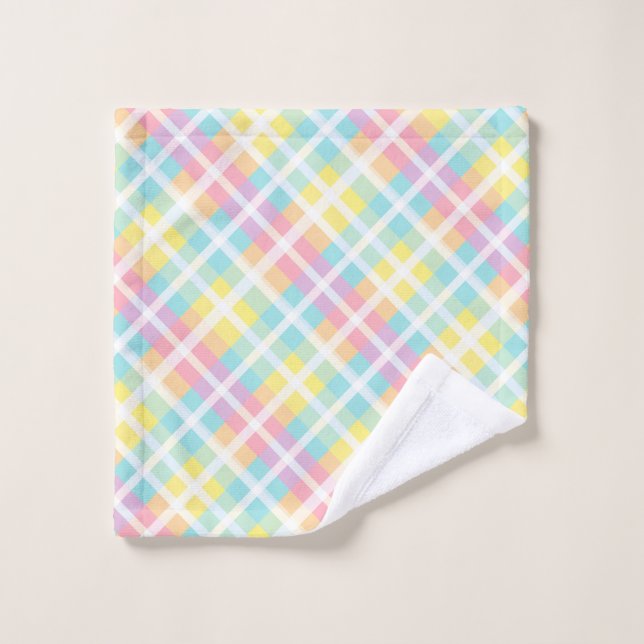 Pastel Colored Plaid Wash Cloth (Wash Cloth)