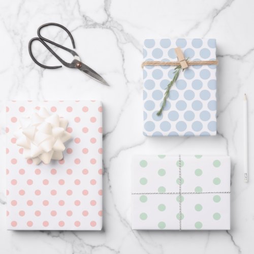 Pastel Colored Polka Dot  Wrapping Paper Sheets