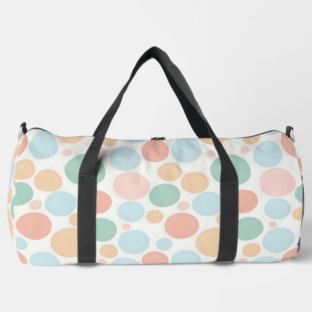 Pastel Colored Polka Dots Duffle Bag (Front)