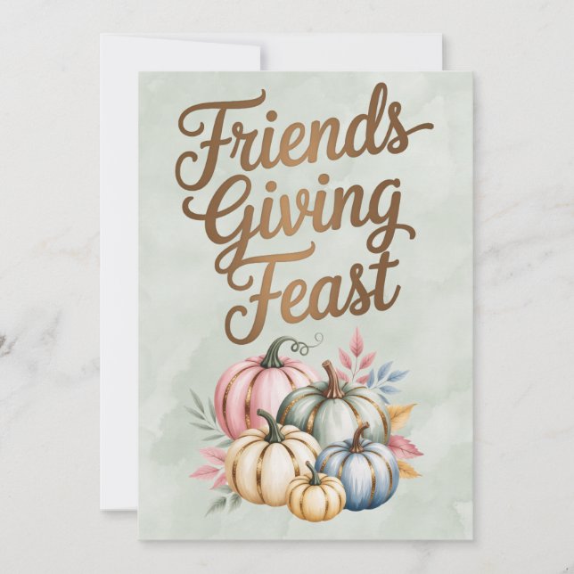 Pastel Colored Pumpkins Friendsgiving Feast Invitation (Front)