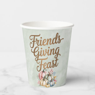 Pastel Colored Pumpkins Friendsgiving Feast Paper Cups