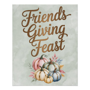 Pastel Colored Pumpkins Friendsgiving Feast Poster