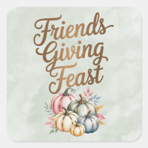 Pastel Colored Pumpkins Friendsgiving Feast Square Sticker
