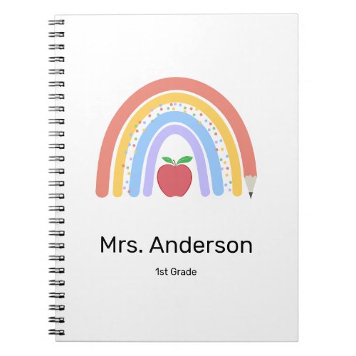 Pastel Colored Rainbow Teacher Notebook