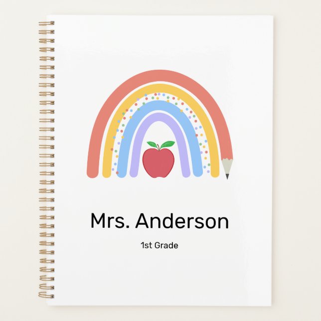 Pastel Colored Rainbow Teacher Planner (Front)