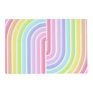 PASTEL COLORED RETRO RAINBOWS PLACEMAT