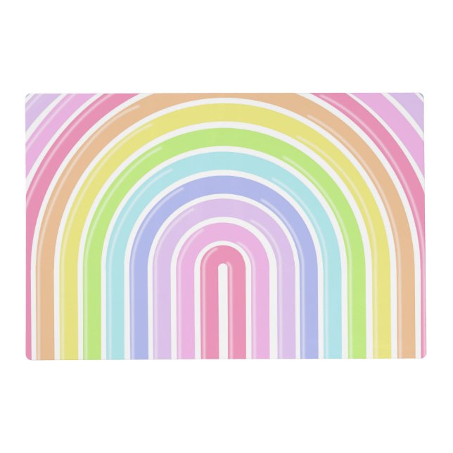 PASTEL COLORED RETRO RAINBOWS PLACEMAT (Front)