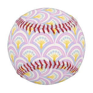 Pastel colored shell pattern baseball