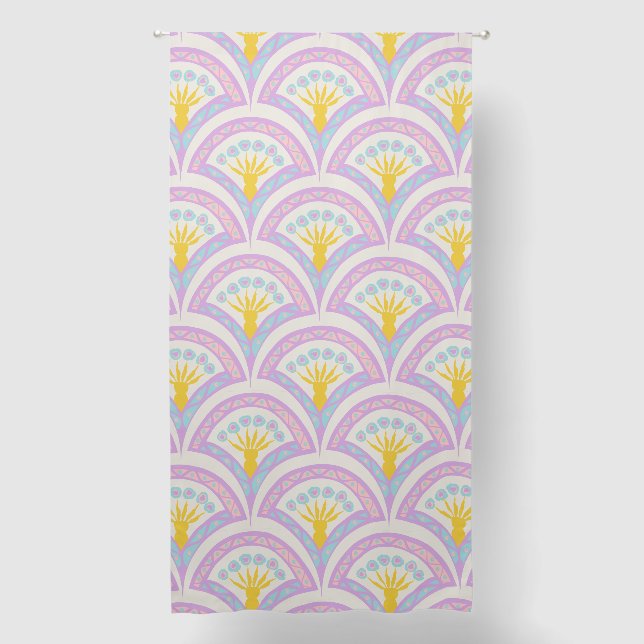 Pastel colored shell pattern blackout curtains (Front)