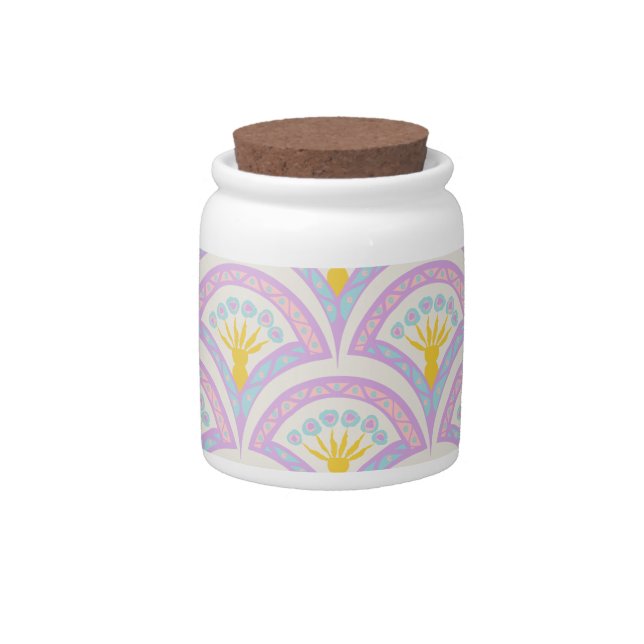 Pastel colored shell pattern candy jar (Front)