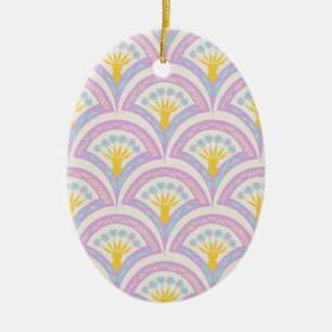 Pastel colored shell pattern ceramic ornament