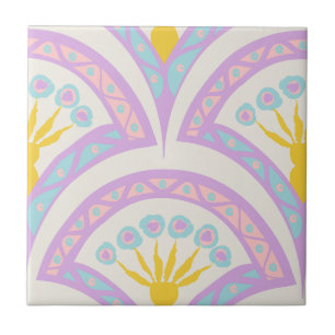 Pastel colored shell pattern ceramic tile