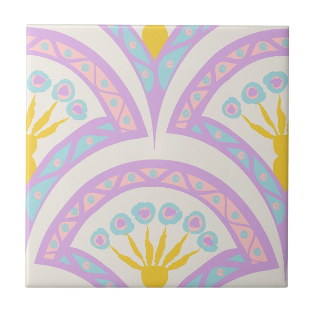 Pastel colored shell pattern ceramic tile (Front)