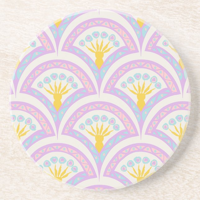 Pastel colored shell pattern coaster (Front)