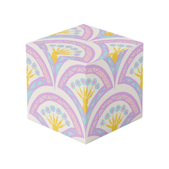 Pastel colored shell pattern cube (Front Angled)