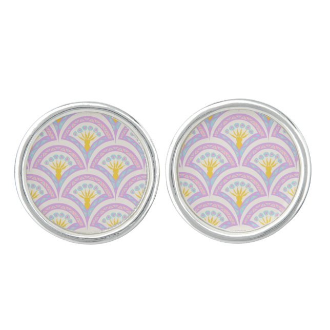 Pastel colored shell pattern cufflinks (Front)