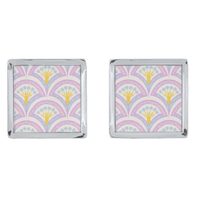 Pastel colored shell pattern cufflinks (Front)