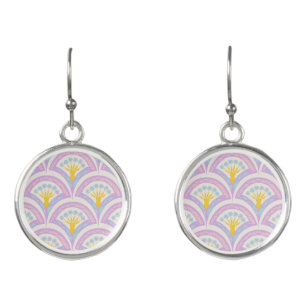 Pastel colored shell pattern earrings