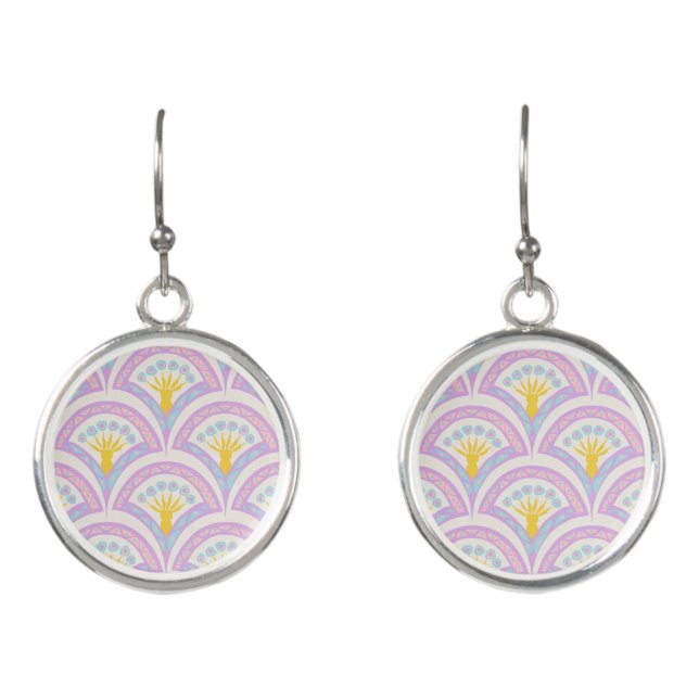 Pastel colored shell pattern earrings (Front)