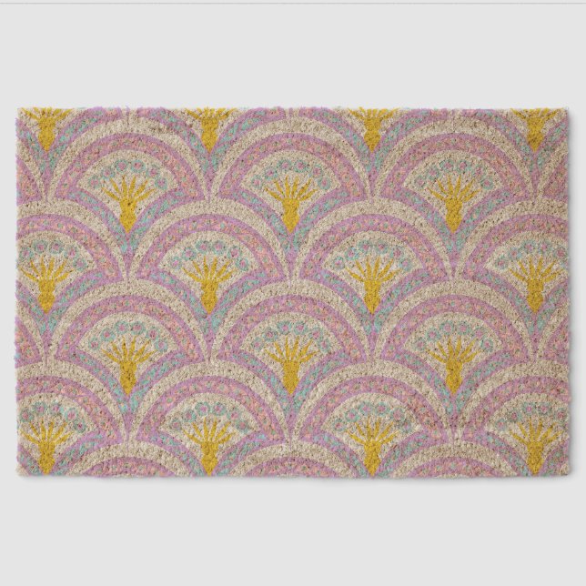 Pastel colored shell pattern fiber doormat (Front)
