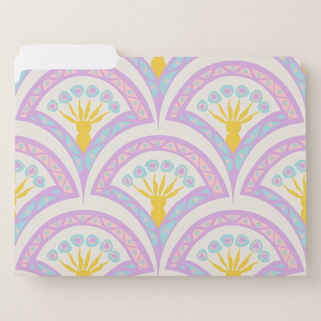 Pastel colored shell pattern file folder (Front Left)