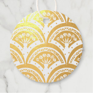 Pastel colored shell pattern foil favor tags
