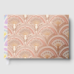 Pastel colored shell pattern foil guest book 