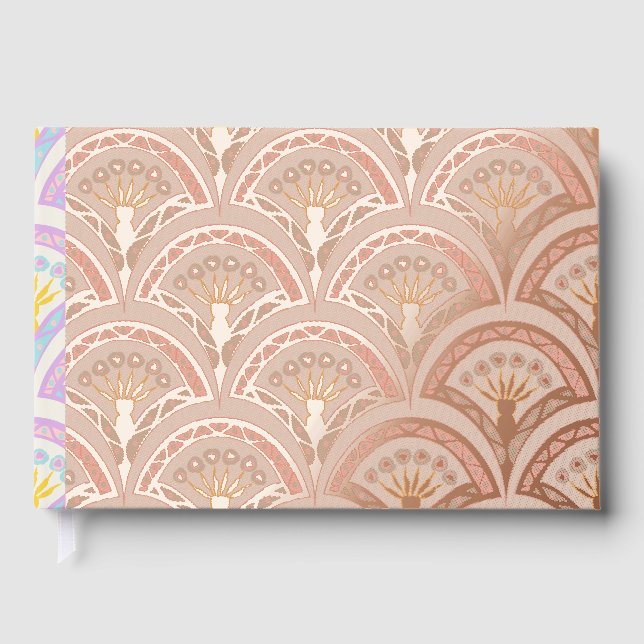 Pastel colored shell pattern foil guest book  (Front)