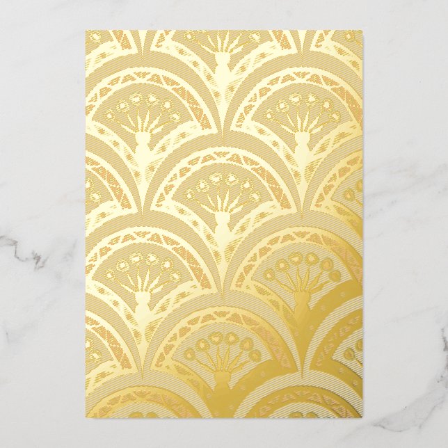 Pastel colored shell pattern foil holiday card (Front)