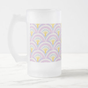 Pastel colored shell pattern frosted glass beer mug