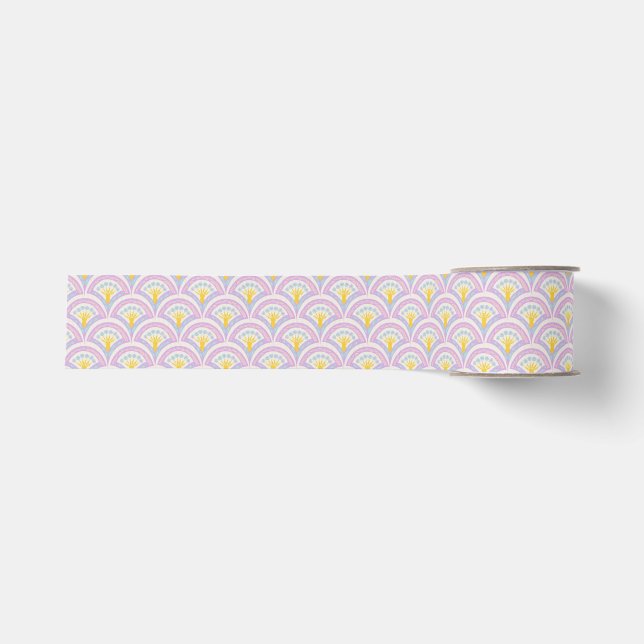 Pastel colored shell pattern grosgrain ribbon (Front)